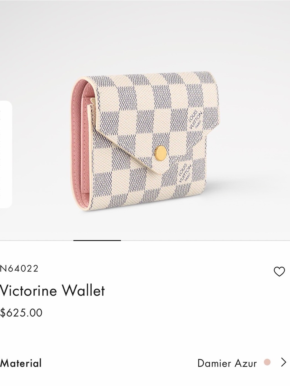 Louis Vuitton Damier Azur Wallet with Pink Trim